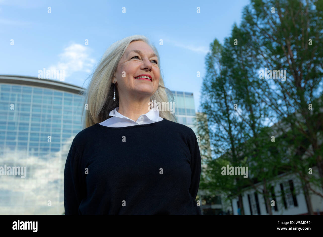 Smiling mature woman in Washington DC Stock Photo
