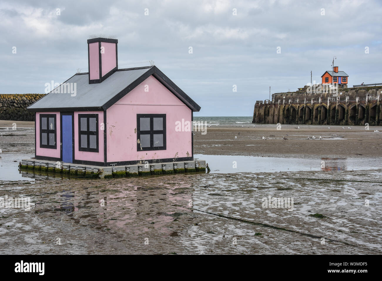 Artwork, part of the Holiday Home project, in the harbour at Folkestone