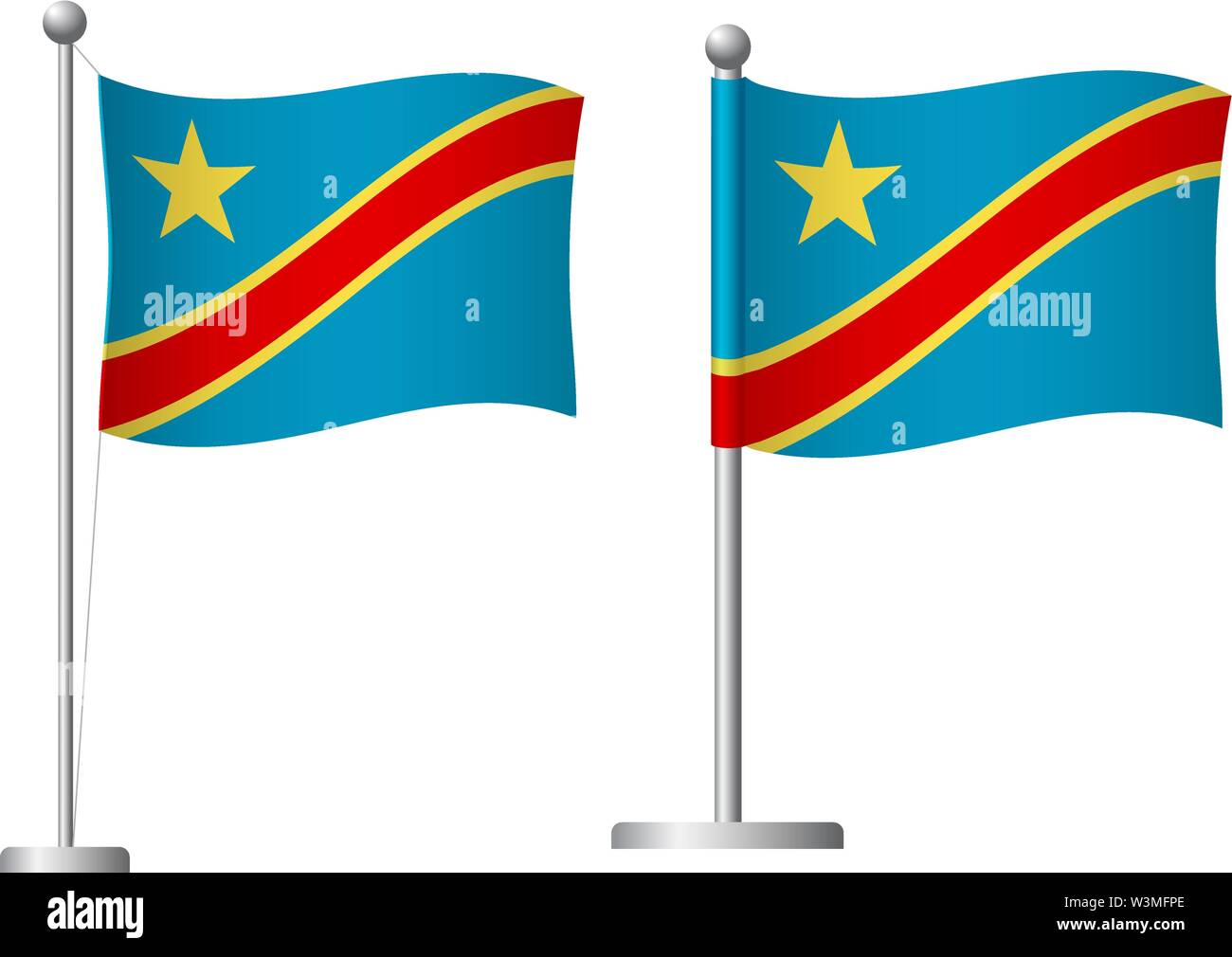 Democratic Republic of the Congo flag on pole. Metal flagpole. National ...