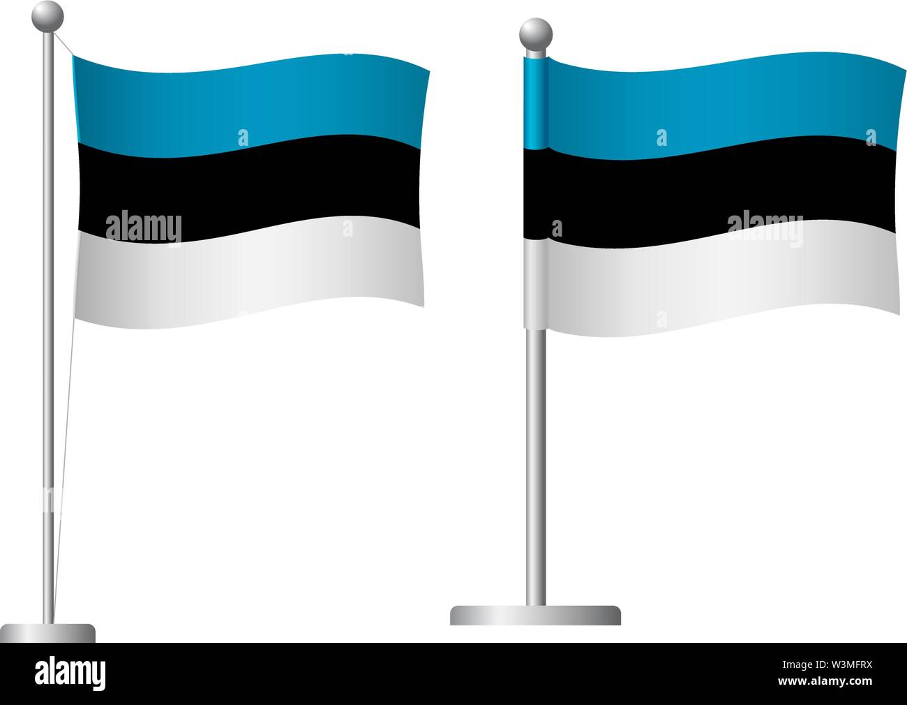 Estonia flag on pole. Metal flagpole. National flag of Estonia vector ...