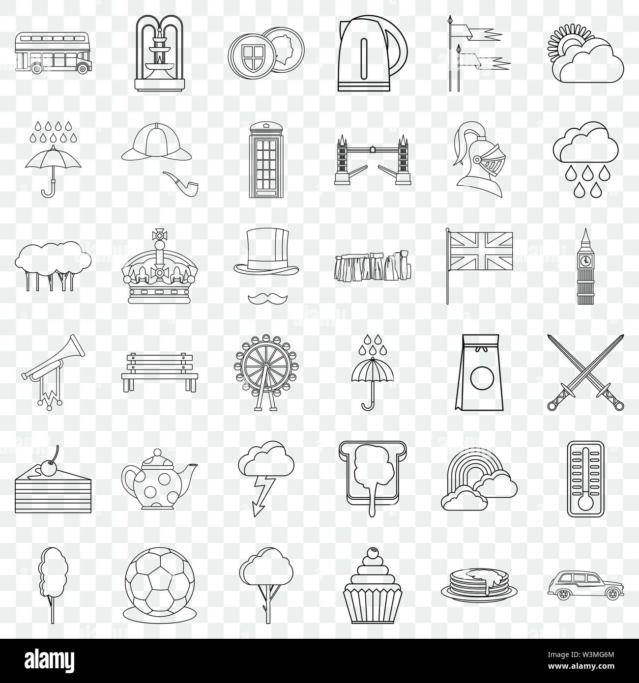 Crown icons set, outline style Stock Vector