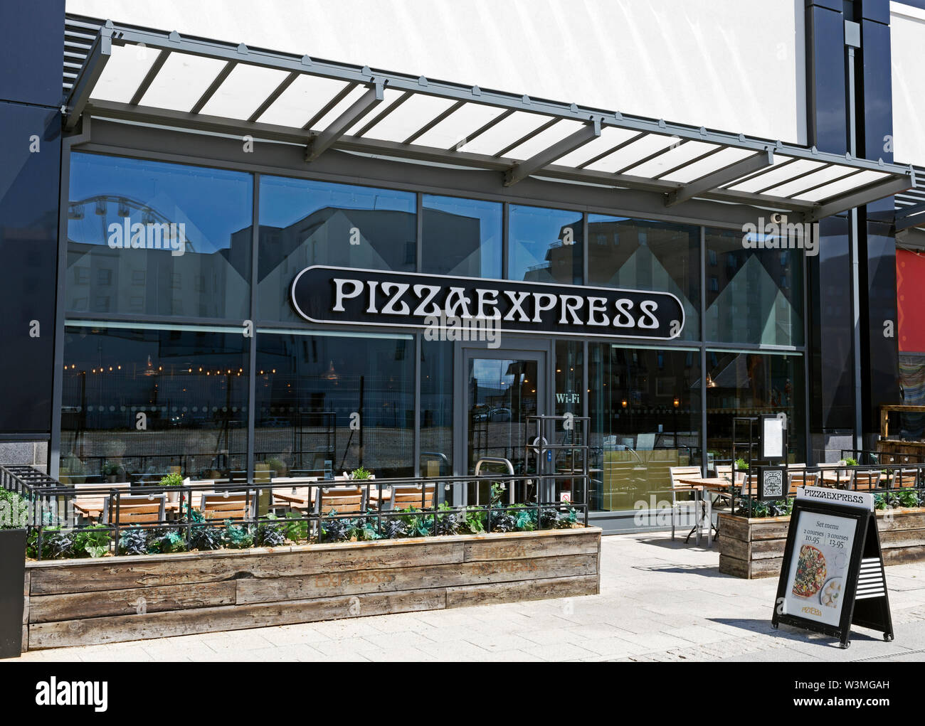 Pizza Express restaurant at Dolphin Square in Weston-super-Mare, UK Stock Photo