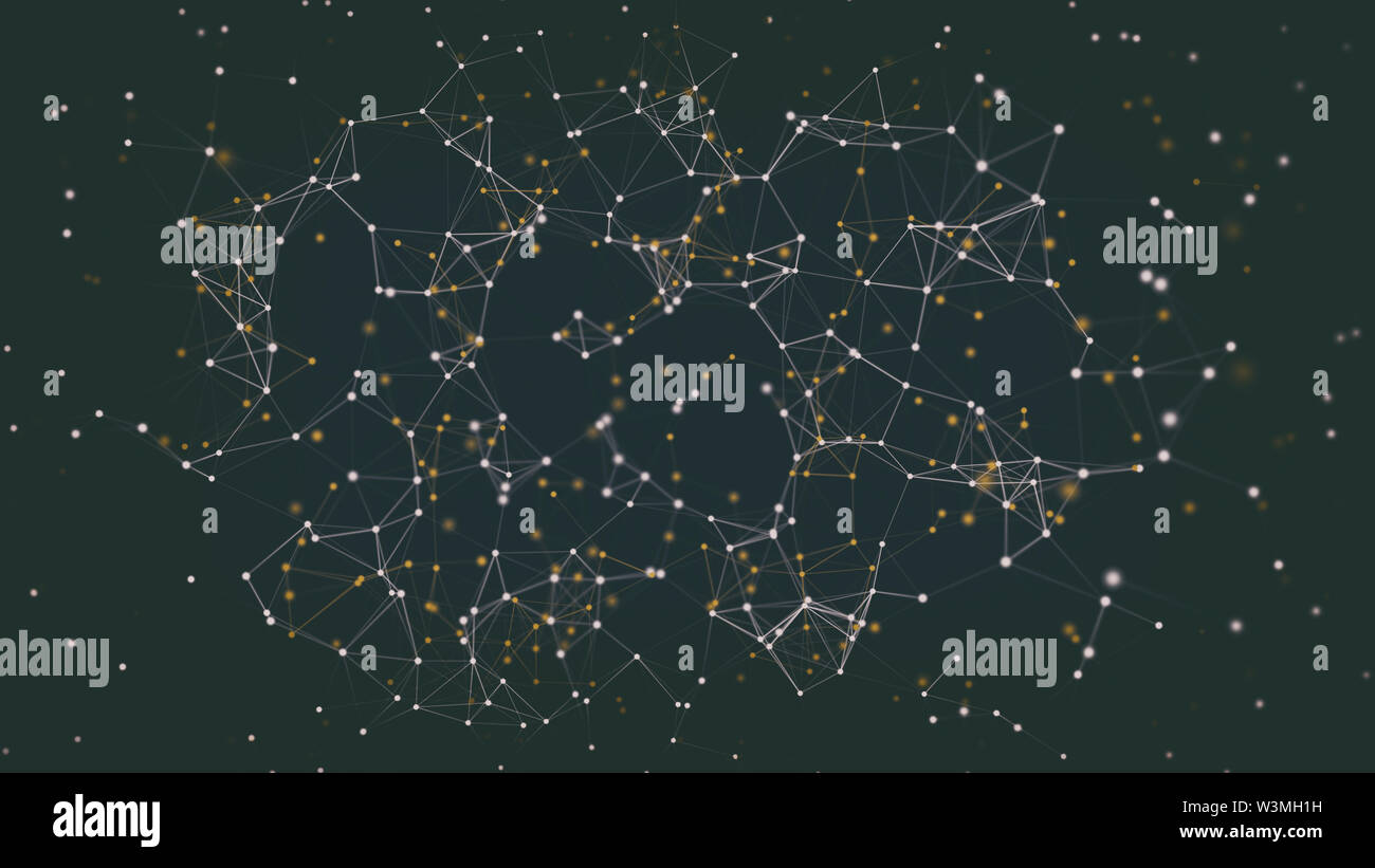 Geometric connected line and dots. Simple technology network background Stock Photo