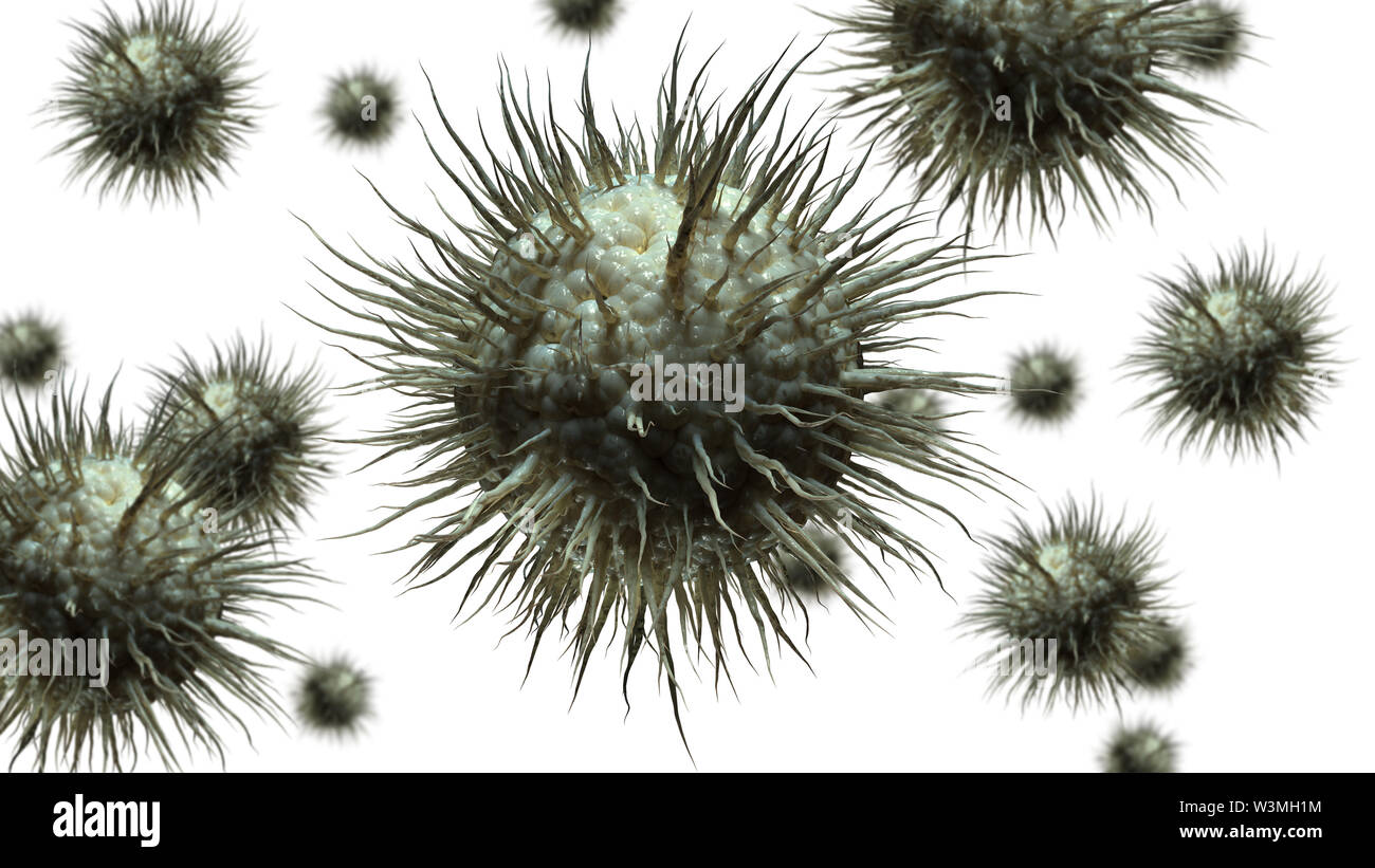 Virus cells 3d illustration isolated on white background Stock Photo