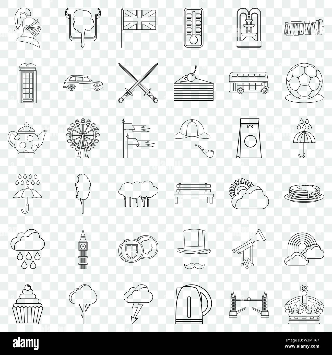 Stonehenge icons set, outline style Stock Vector