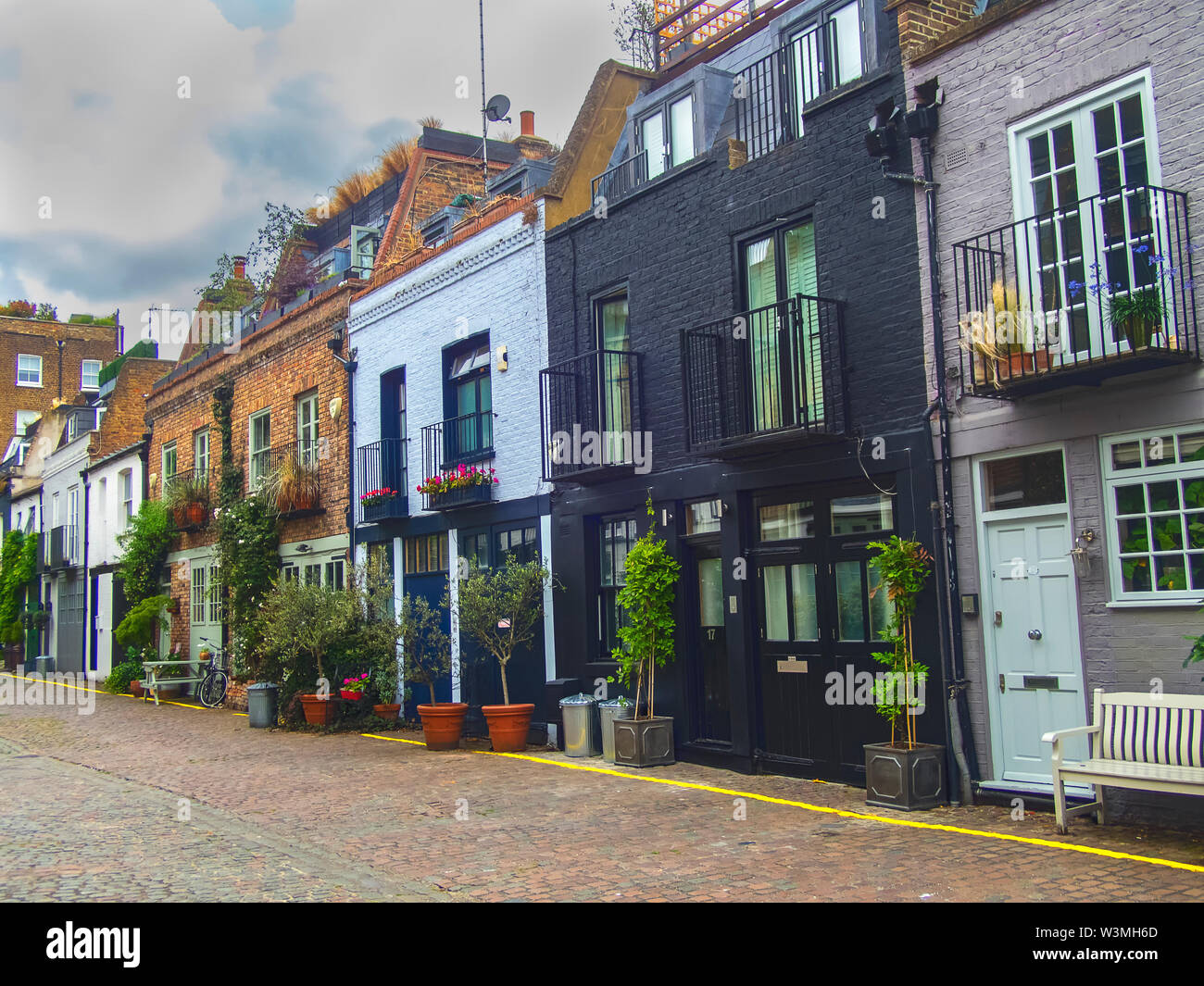 Colourful houses in the Notting Hill area of West London Stock Photo