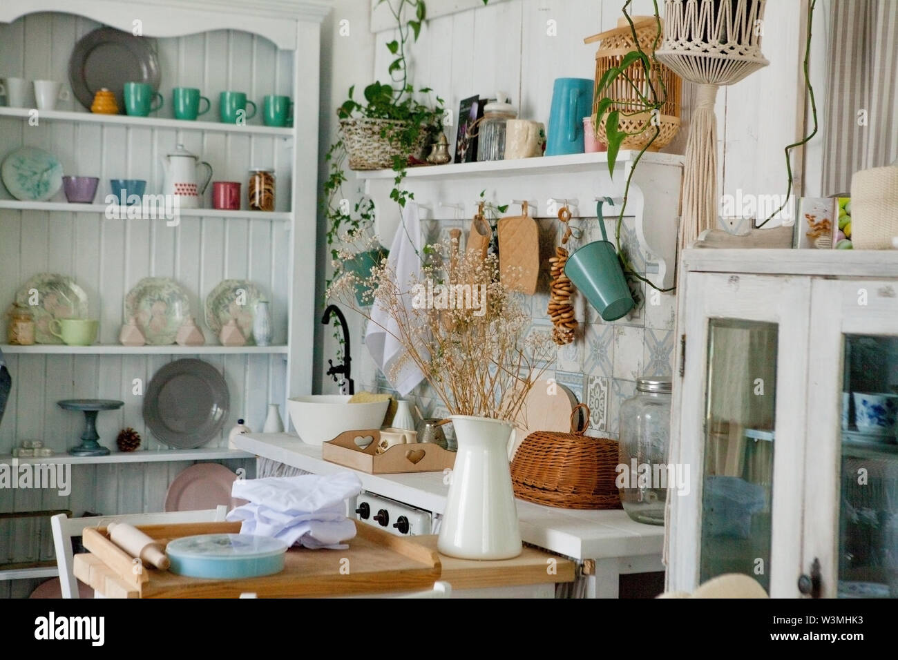 Stylish And Sunny Interior Of Kitchen Space With Small