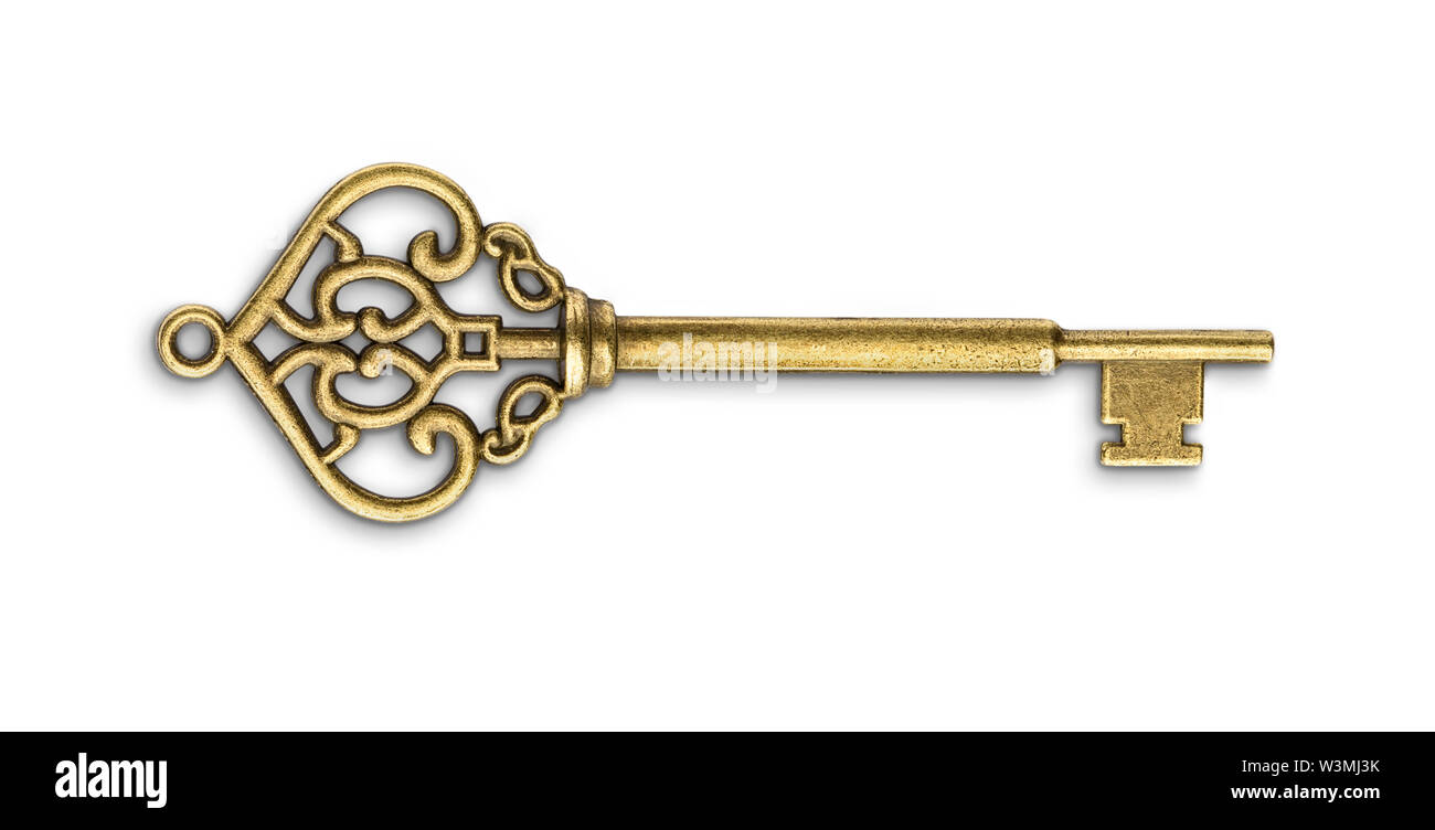 Vintage golden skeleton key isolated on white background Stock Photo ...