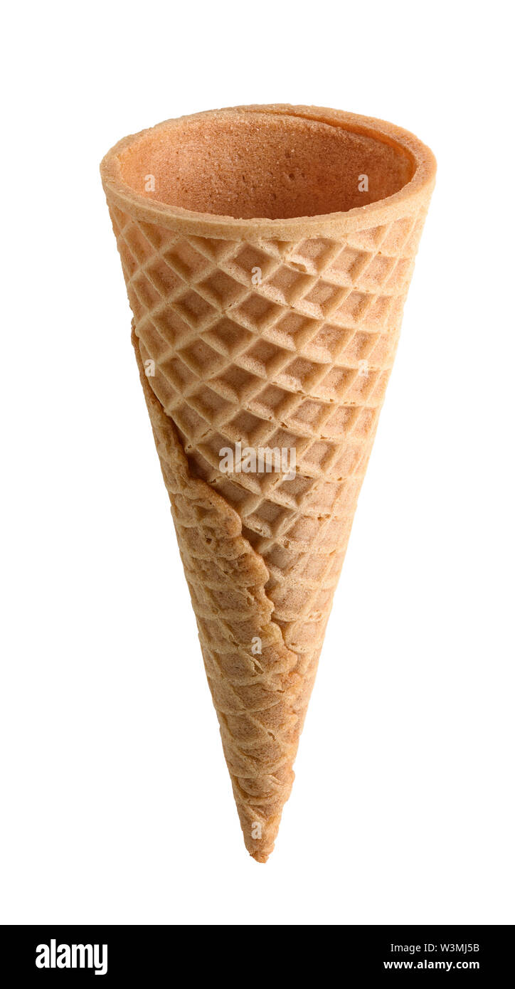 Empty ice cream cone isolated on white background Stock Photo - Alamy