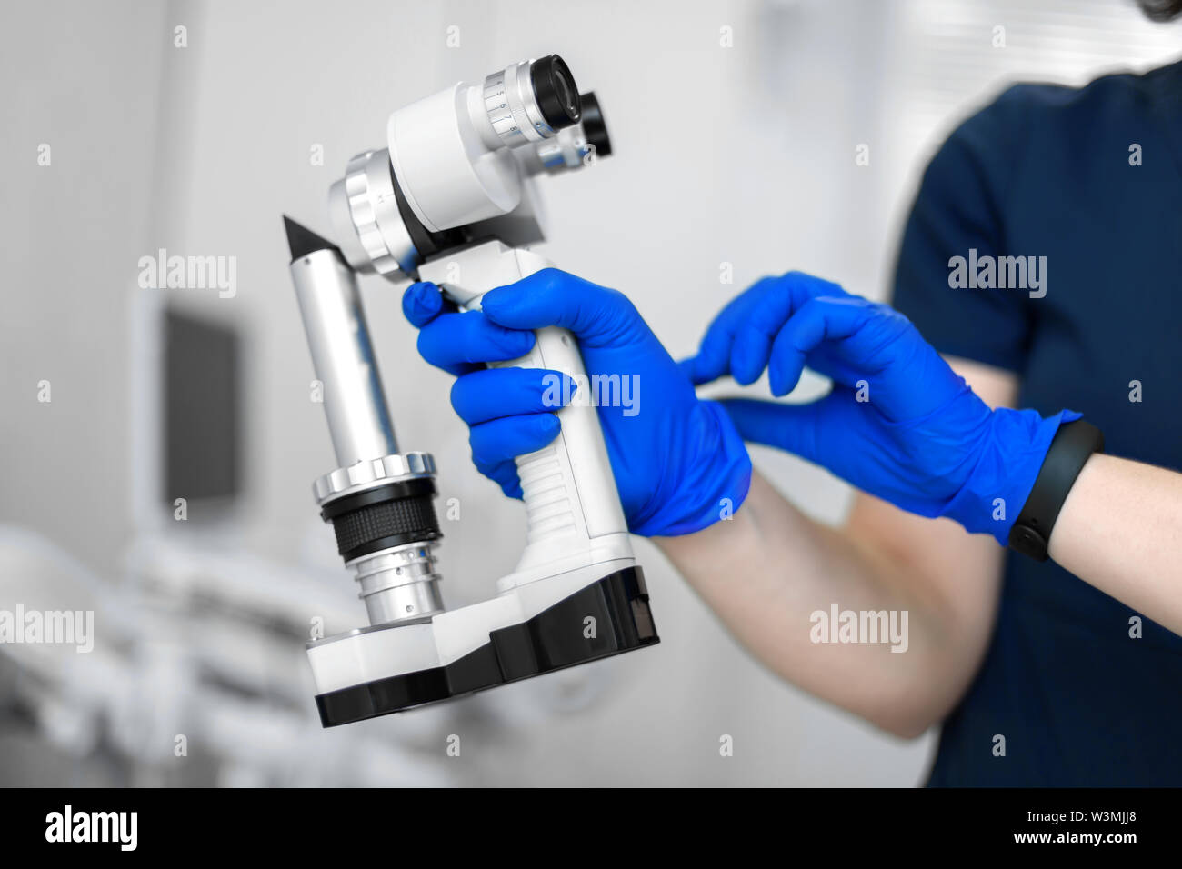 Medical professional ophthalmologist equipment device slit lamp Stock