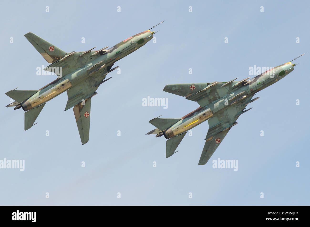 Sukhoi Su-22 (NATO reporting name: Fitter) is a Soviet fighter-bomber. Polish Air Force. Used by Eastern Bloc. Soviet Cold War era. Variable geometry Stock Photo
