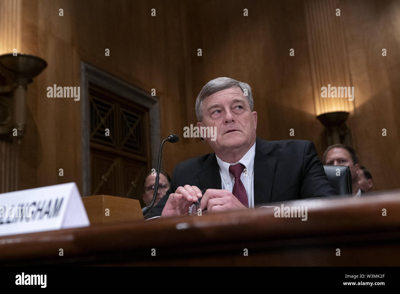 Washington, District of Columbia, USA. 16th July, 2019. Steven Dillingham, Director of the U.S. Census Bureau, testifies before the U.S. Senate Committee on Homeland Security and Governmental Affairs on Capitol Hill in Washington, DC, U.S. on July 16, 2019, discussing the security and accuracy of the 2020 census. Credit: Stefani Reynolds/CNP/ZUMA Wire/Alamy Live News Stock Photo