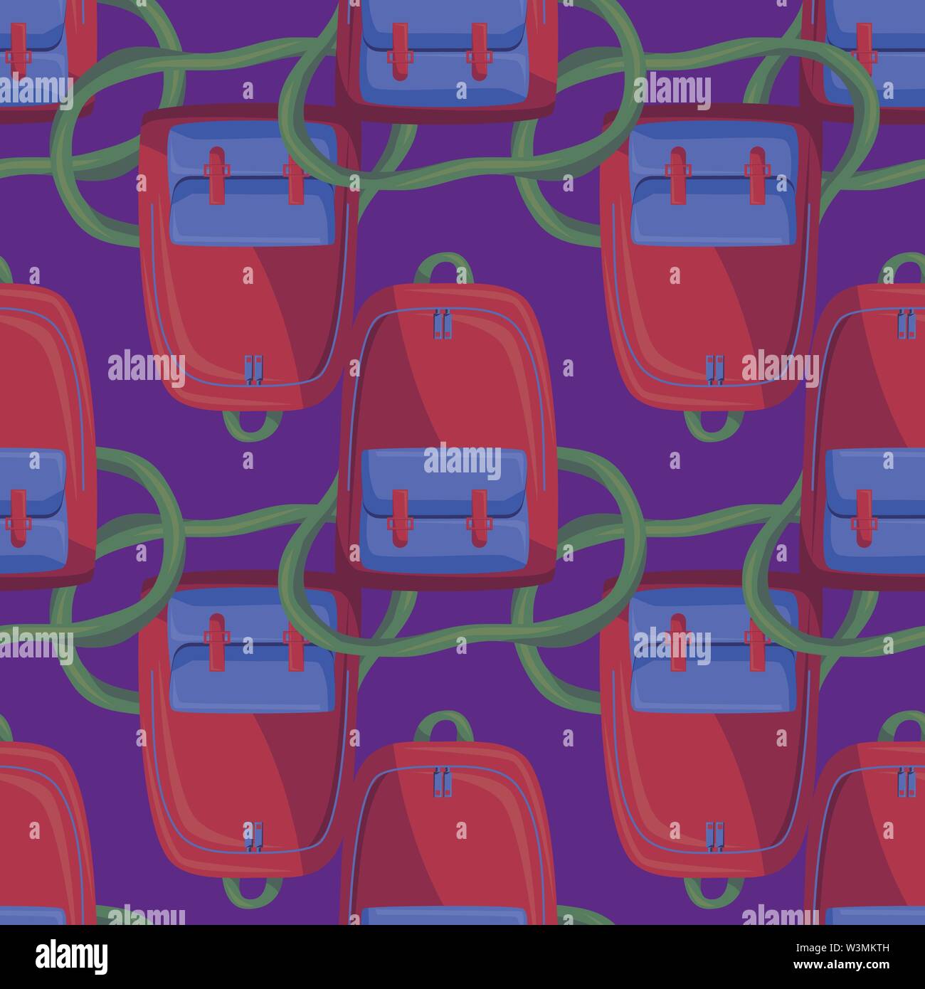 Seamless Pattern with Colorful School Bag Vector Stock Vector