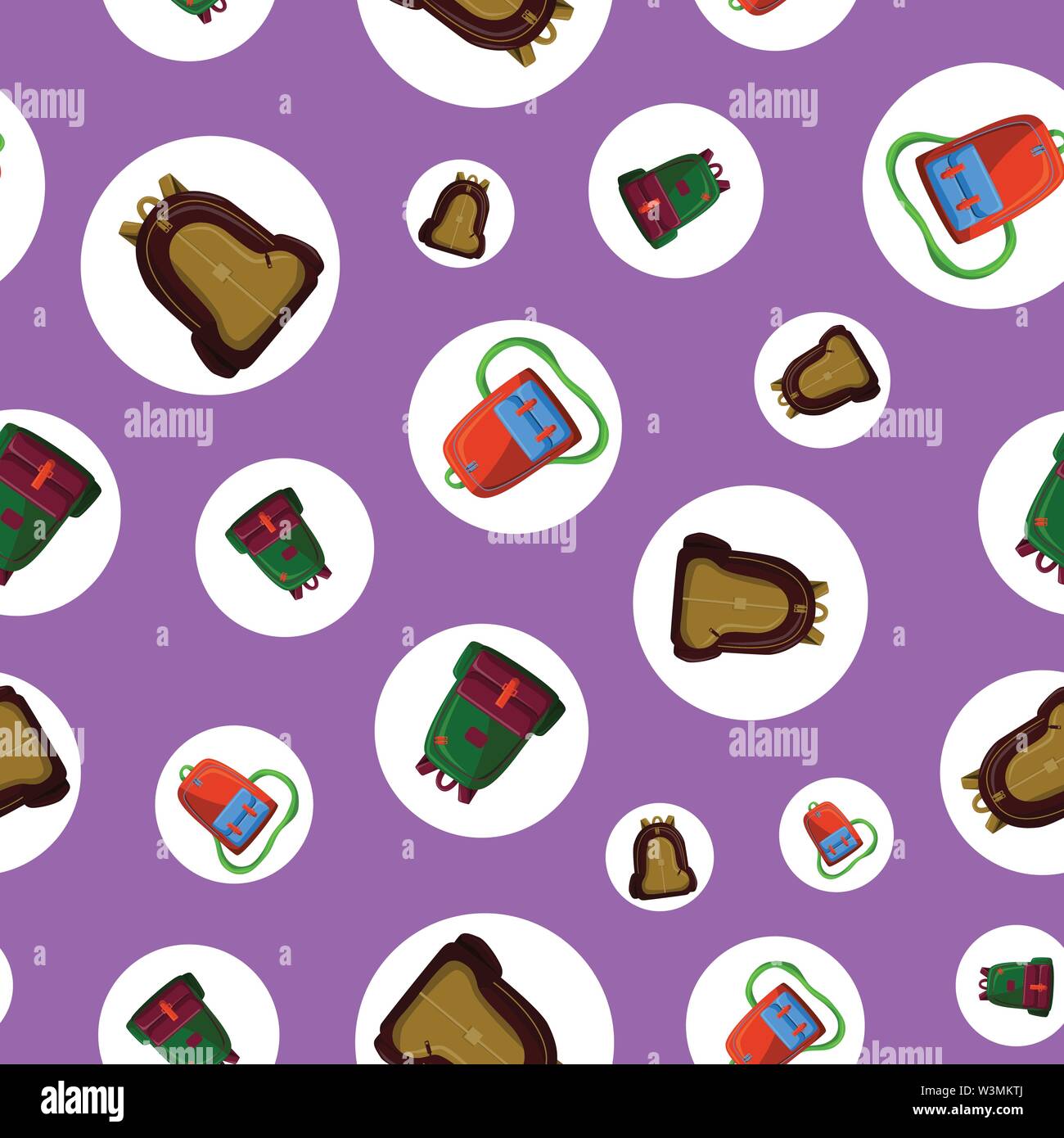 Seamless Pattern with Colorful School Bag Vector Stock Vector