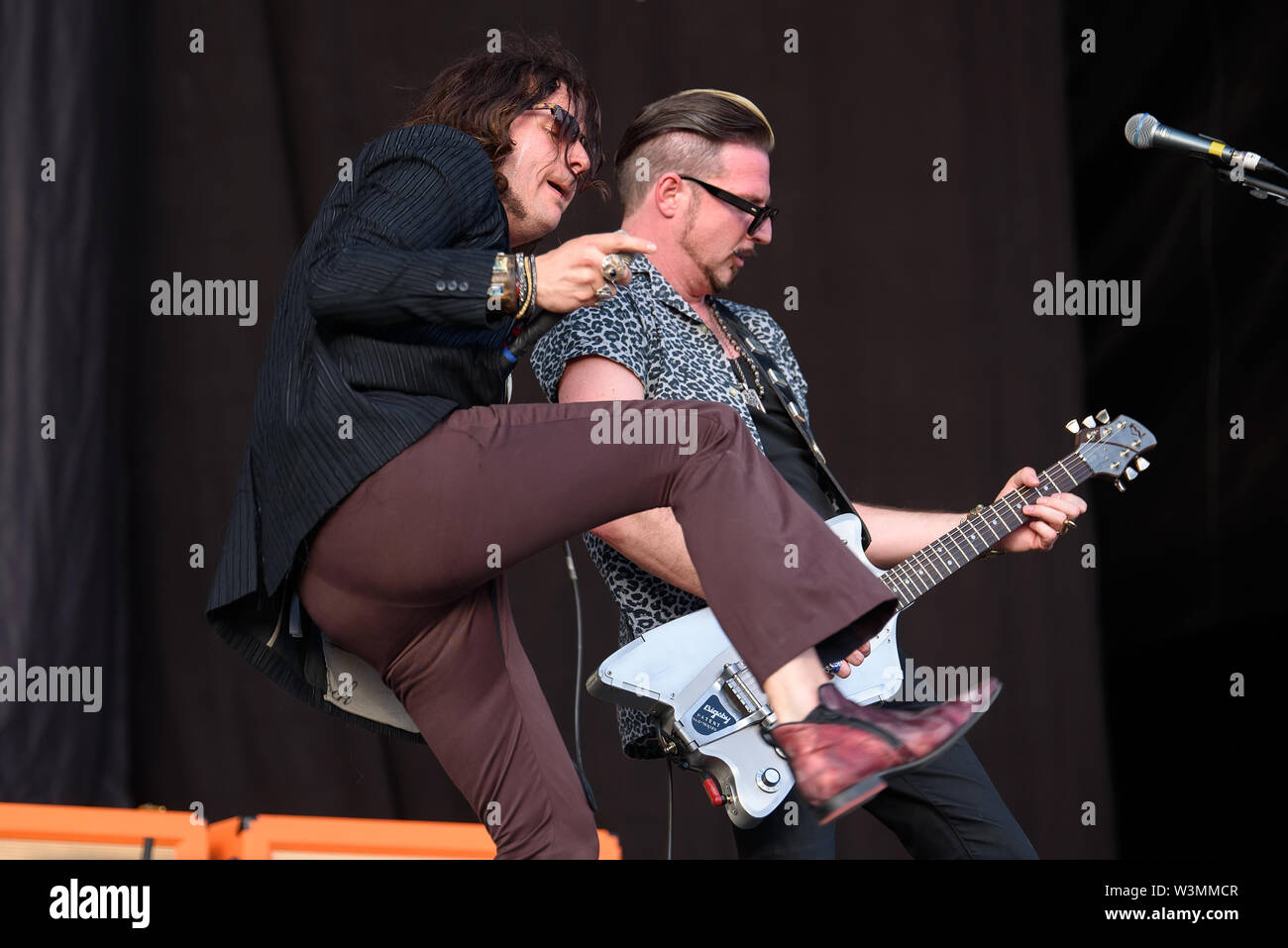 MADRID - JUN 29: Rival Sons (rock band) perform in concert at Download (heavy metal music festival) on June 29, 2019 in Madrid, Spain. Stock Photo