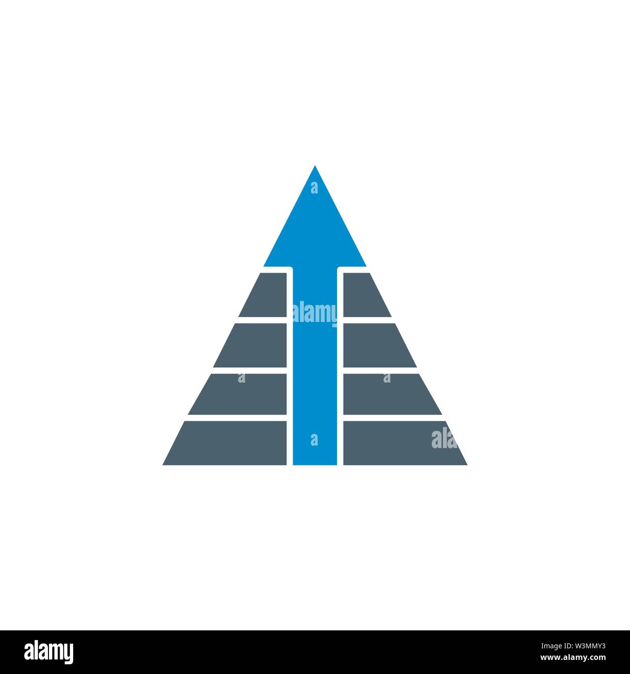Pyramid with Arrow related vector glyph icon. Stock Vector