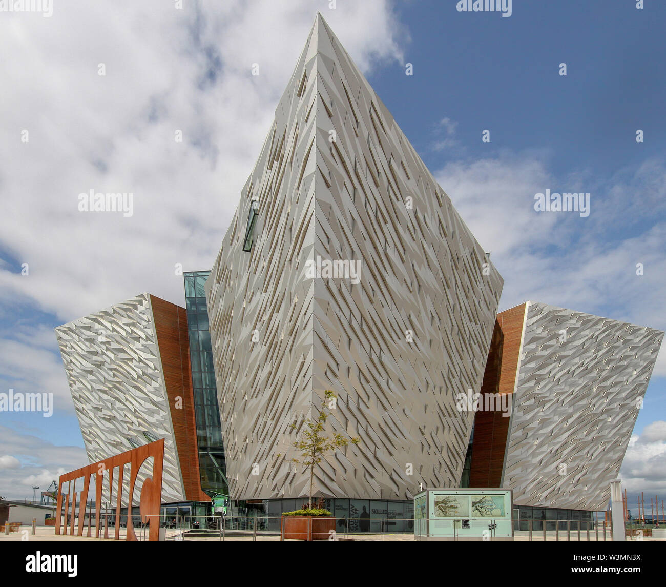 The three prows of Titanic Belfast in an exterior shot of The Titanic Centre, the internationally renowned visitor attraction centre in Belfast. Stock Photo