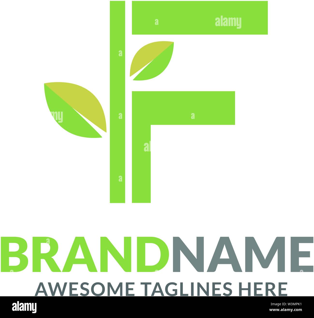 creative initial letter f with natural green leaf logo vector element Stock Vector