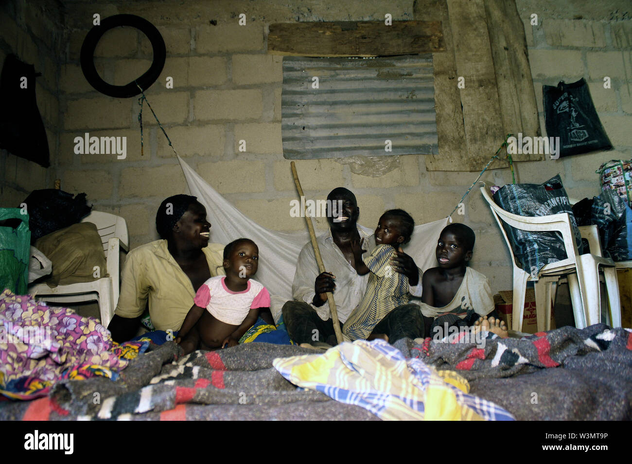 A poor family with children, Nigeria Stock Photo