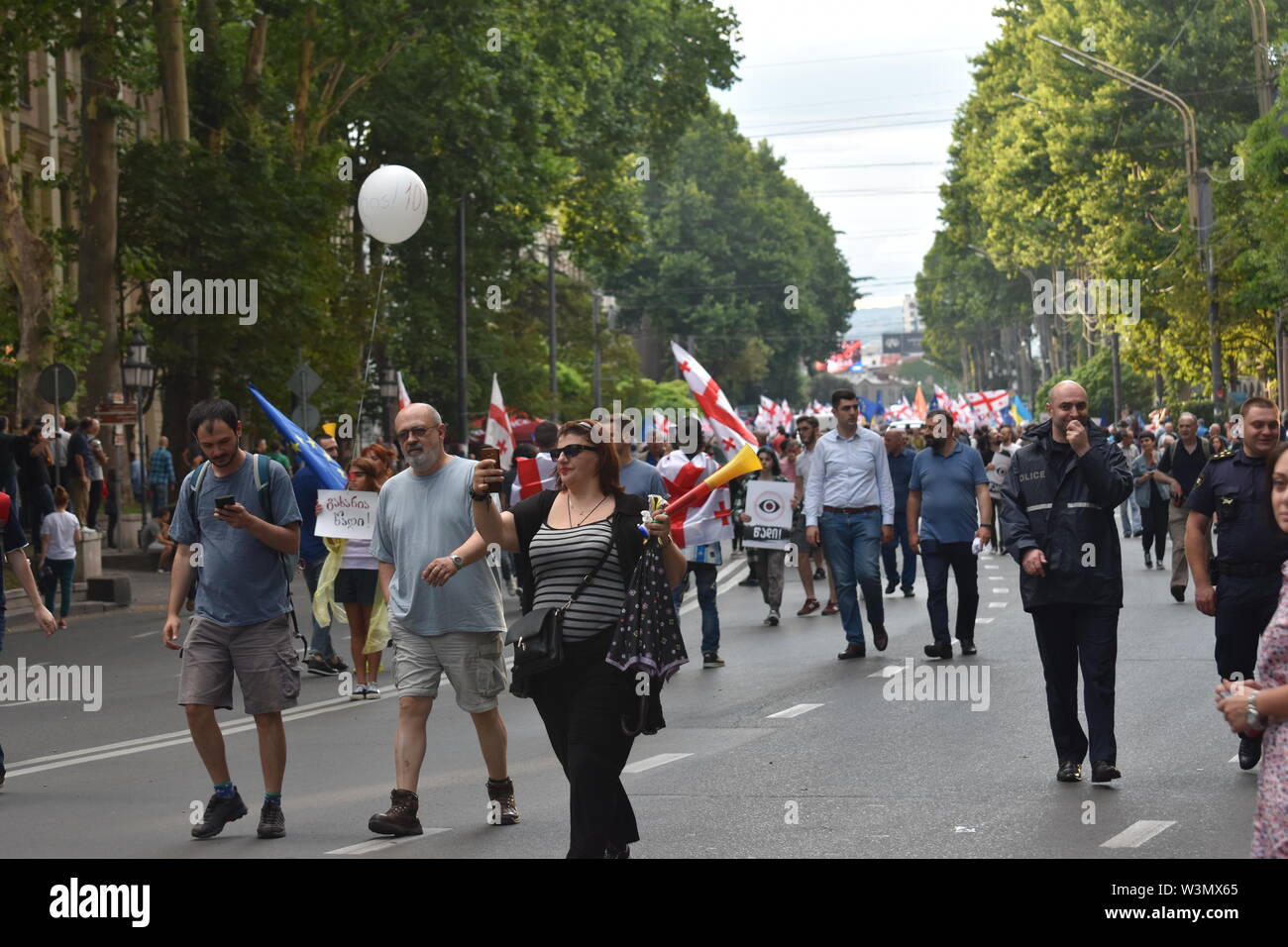 Anti-Russian Demonstrations in Tbilisi, Georgia (Country) 29th June 2019 Stock Photo