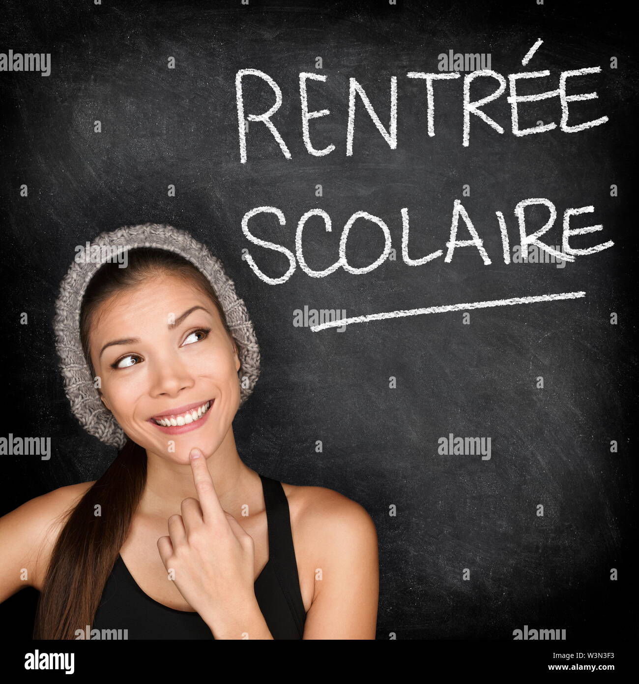 Rentree Scolaire French college university student woman thinking