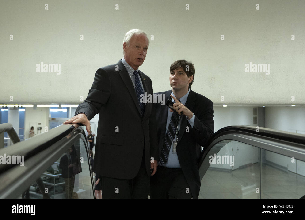 Washington, District of Columbia, USA. 16th July, 2019. United States Senator Ron Johnson (Republican of Wisconsin) speaks to a reporter on Capitol Hill in Washington, DC, U.S. on July 16, 2019. Credit: Stefani Reynolds/CNP/ZUMA Wire/Alamy Live News Stock Photo