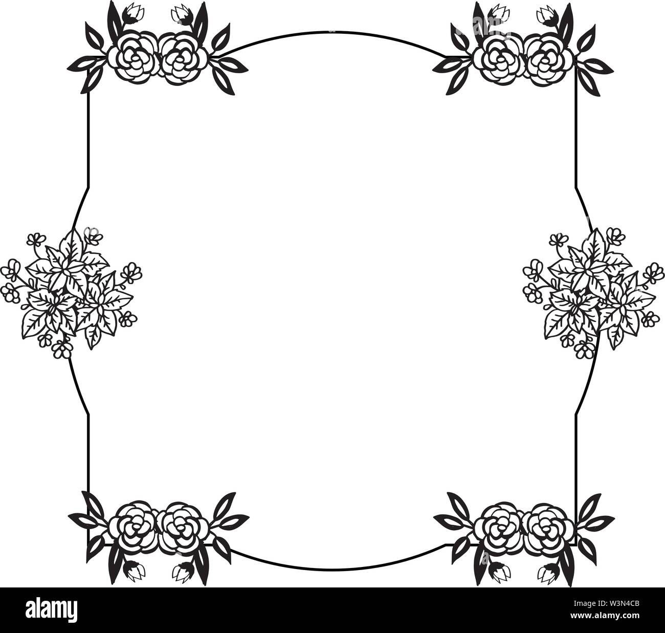 Card for frame flower black and white colors. Vector illustration Stock ...