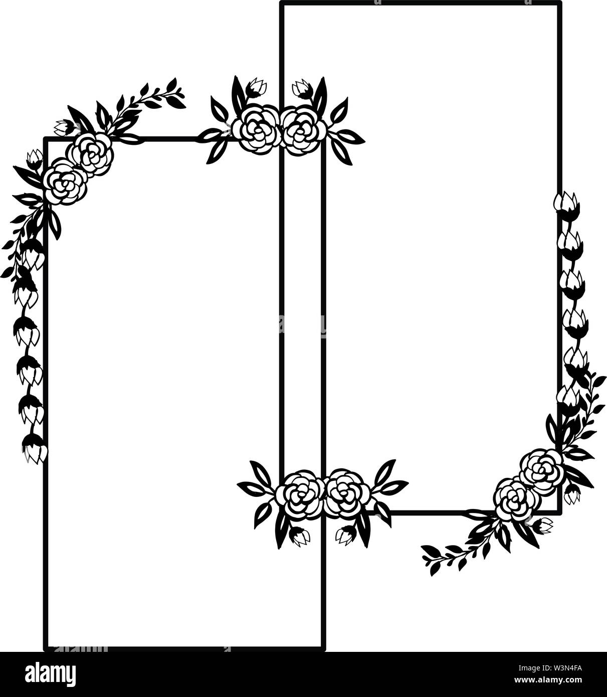 Card for frame flower black and white colors. Vector illustration Stock ...