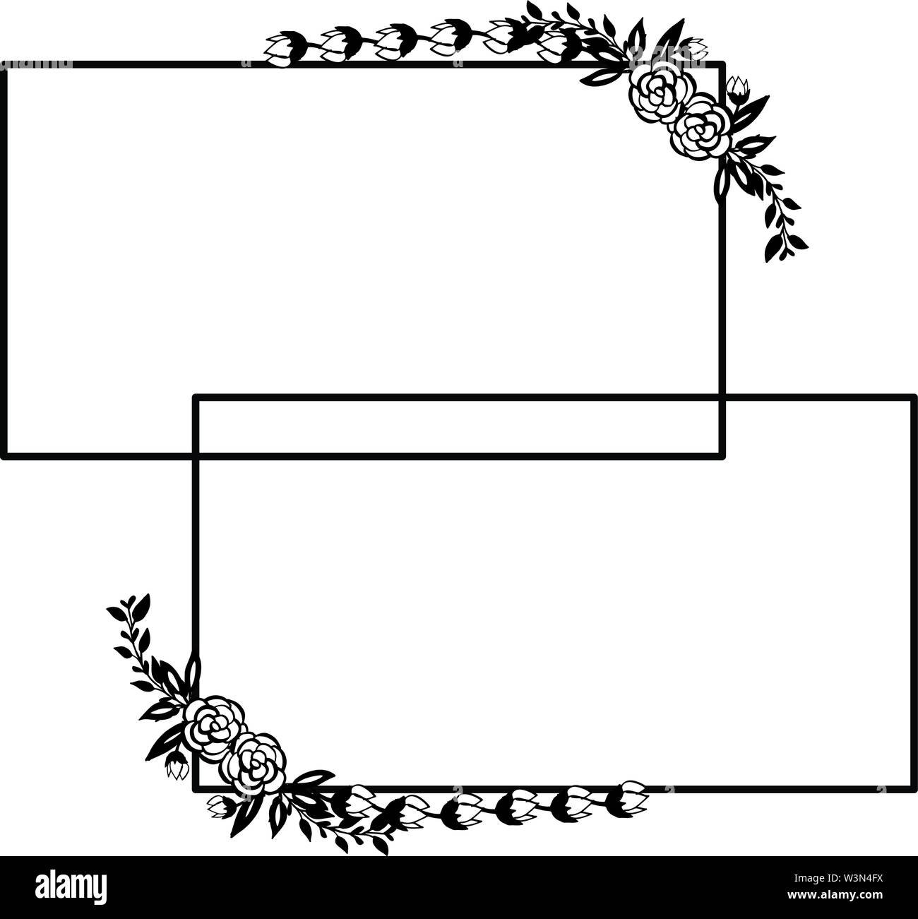 Card for frame flower black and white colors. Vector illustration Stock ...