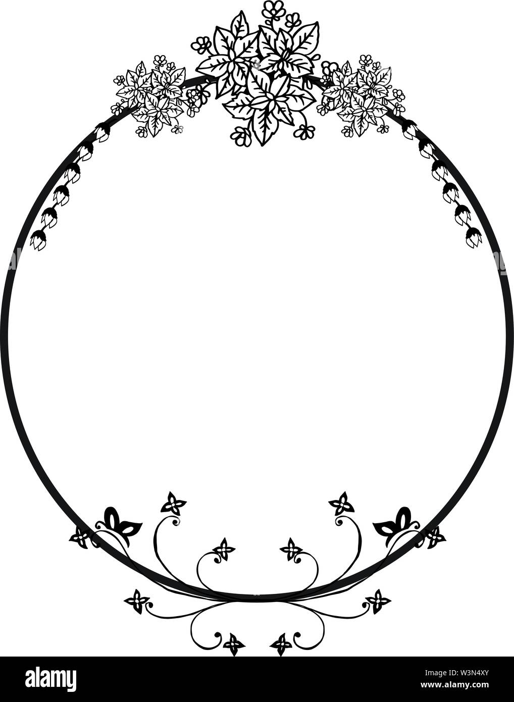 Floral style frame, flower decorative border. Vector illustration Stock