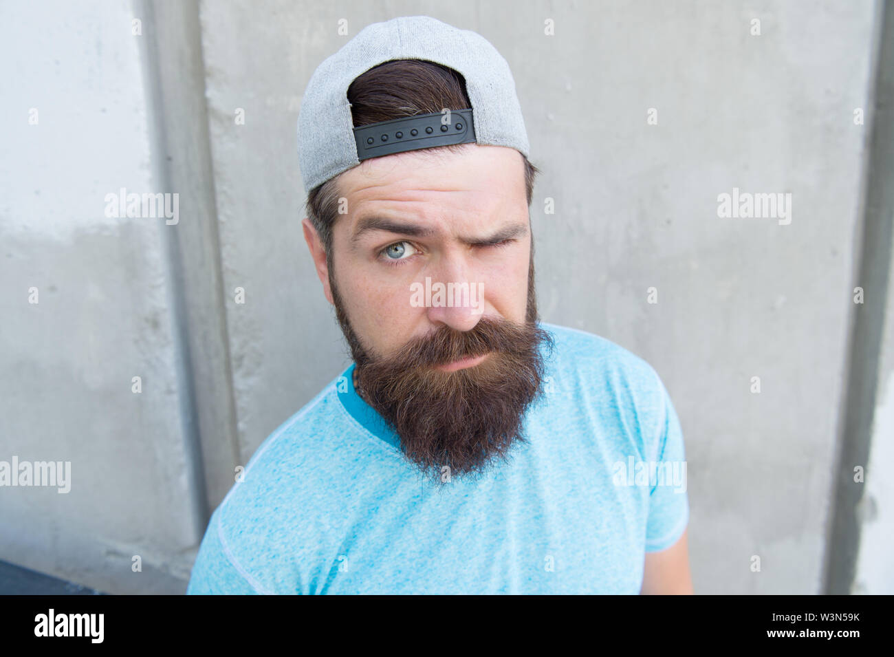 Treat Your Mustache Today Serious Guy Wearing Long Beard And