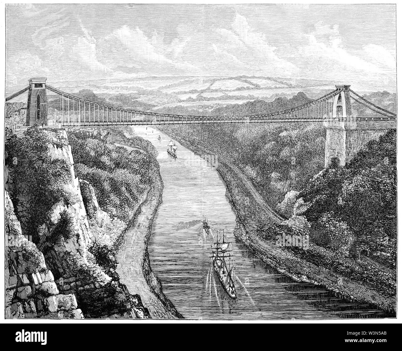 Clifton Suspension Bridge 1882. Stock Photo