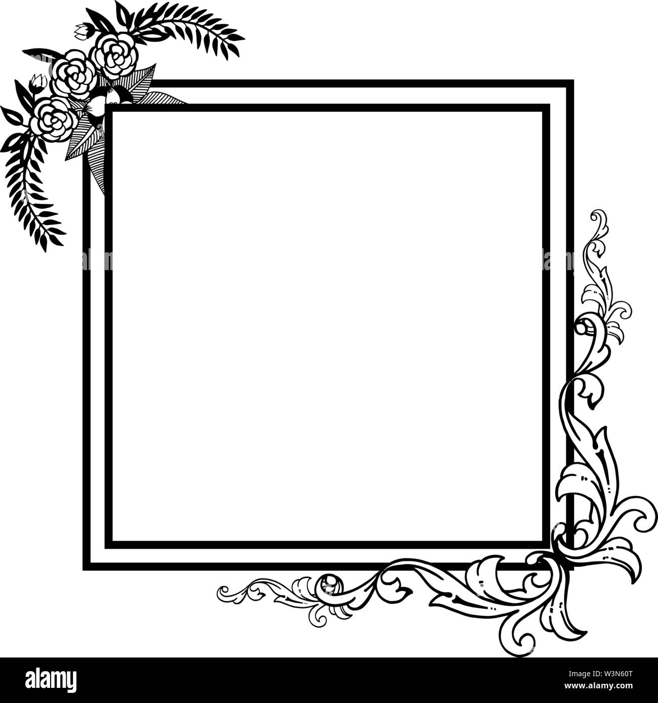 Wreath black and white frame for card. Vector illustration Stock Vector Image & Art Alamy