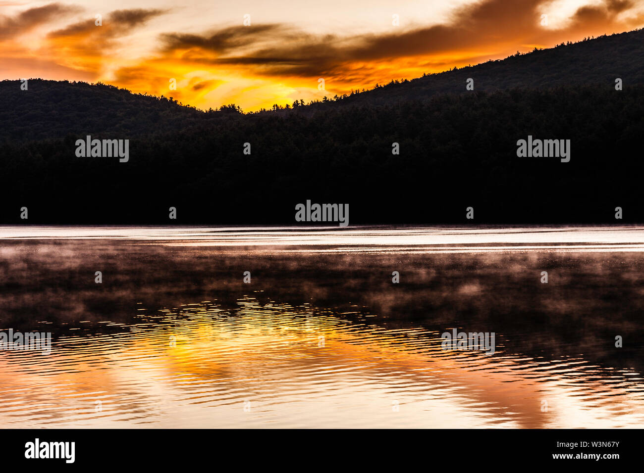 Sunrise Clouds Saville Dam Barkhamsted Reservoir   Barkhamsted, Connecticut, USA Stock Photo