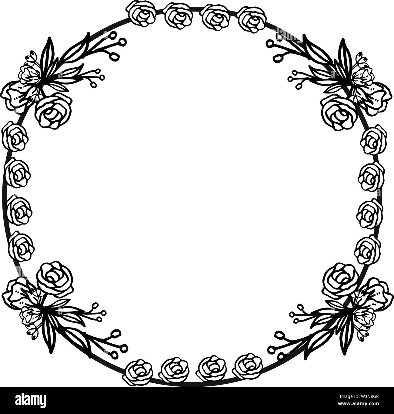 Black and white rose flower frame template. Vector illustration ...