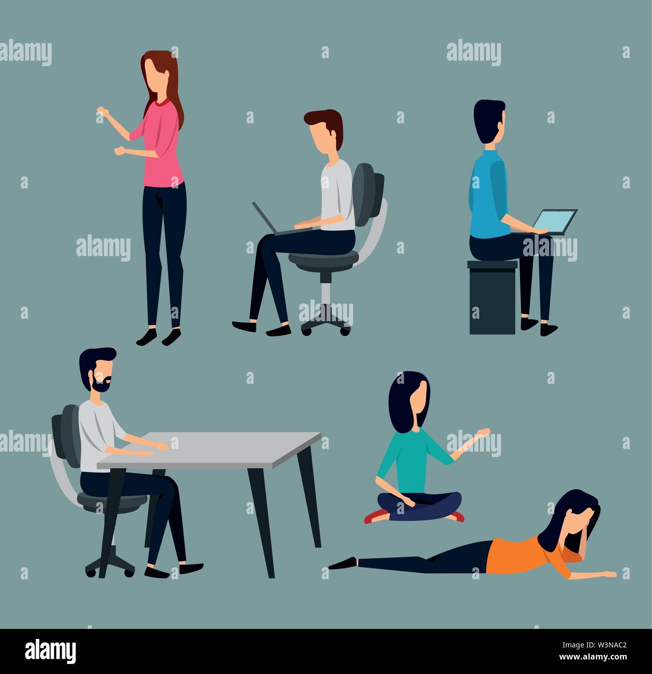 set of businessmen and businesswoman teamwork strategy Stock Vector ...