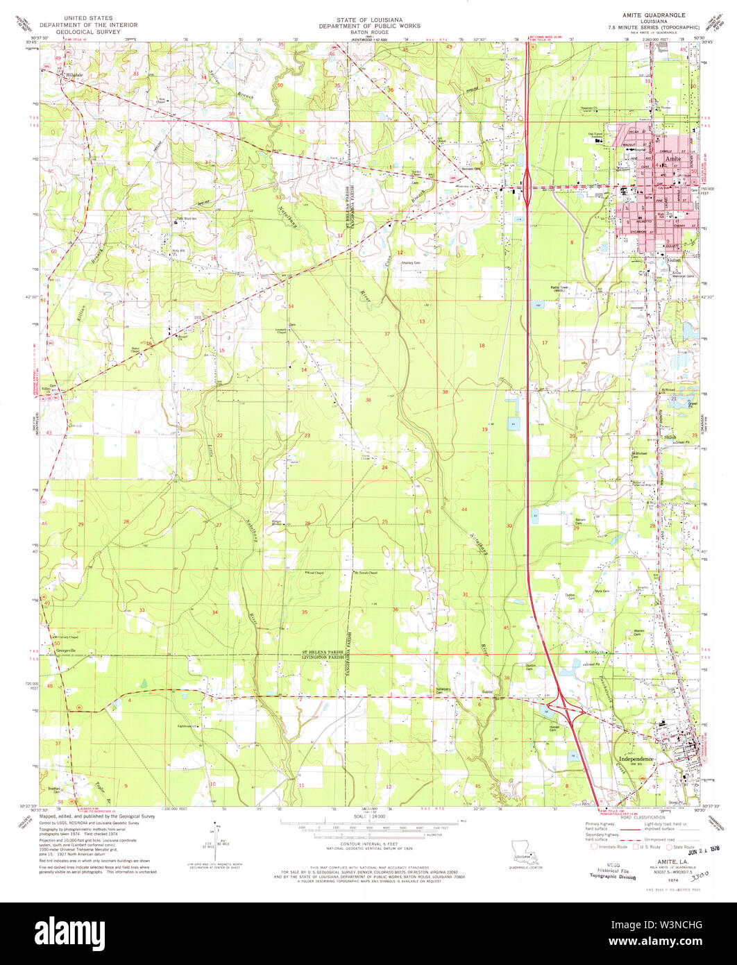 Amite Louisiana Map Hi Res Stock Photography And Images Alamy   Usgs Topo Map Louisiana La Amite 331274 1974 24000 Restoration W3NCHG 