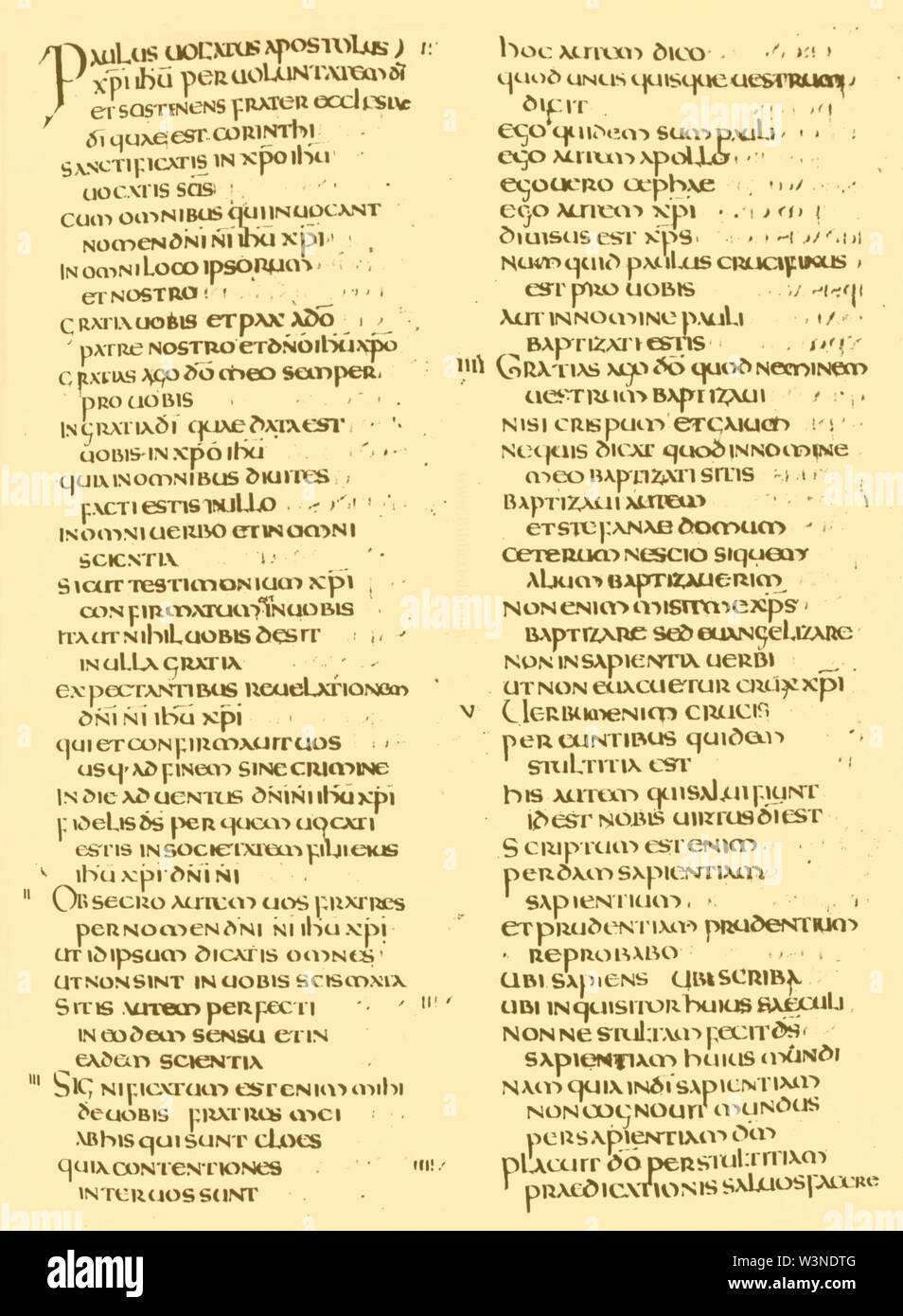 Codex Amiatinus (1 Cor 1,1-21). Stock Photo