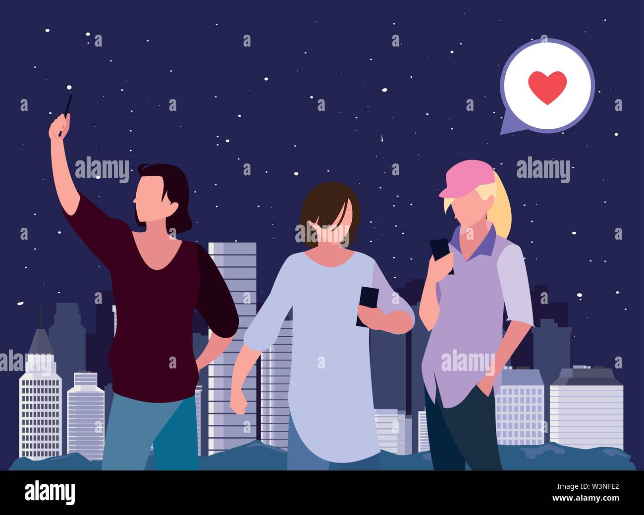 men and woman using smartphone vector illustration Stock Vector Image ...
