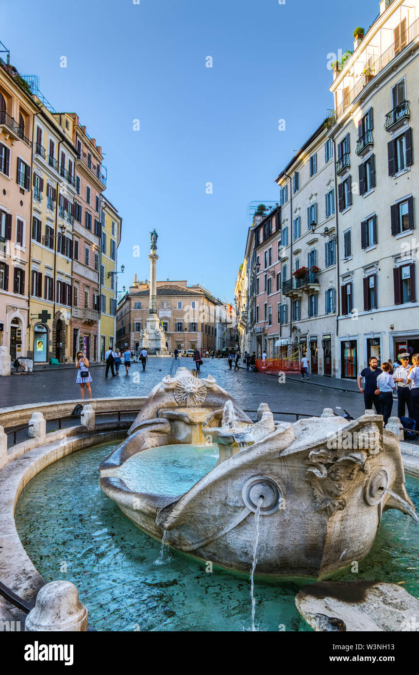 Fontana della Barcaccia on Piazza di Spagna - Rome, Italy Stock Photo