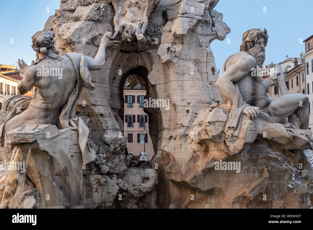 Four Rivers Fountain on Piazza Navona - Rome, Italy Stock Photo