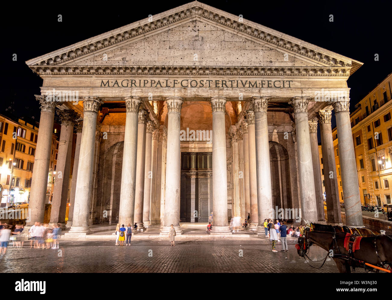 Pantheon holy temple at night - Rome, Italy Stock Photo