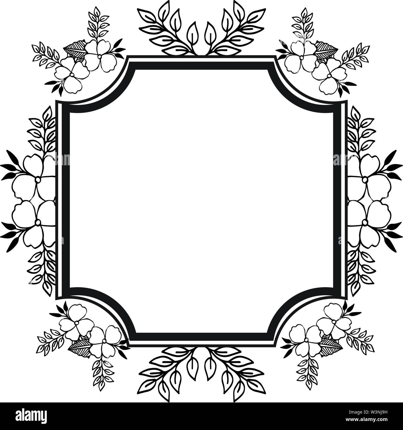 Decorative of border, pattern of various cards, blossom flower. Vector illustration Stock Vector