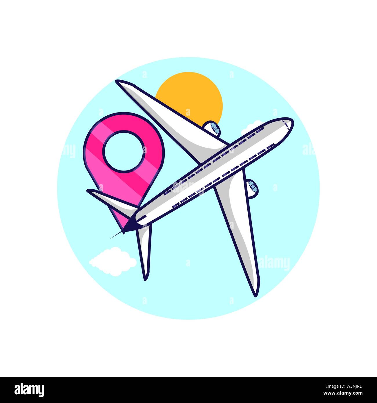 airplane flying with pin location vector illustration design Stock Vector Image & Art Alamy