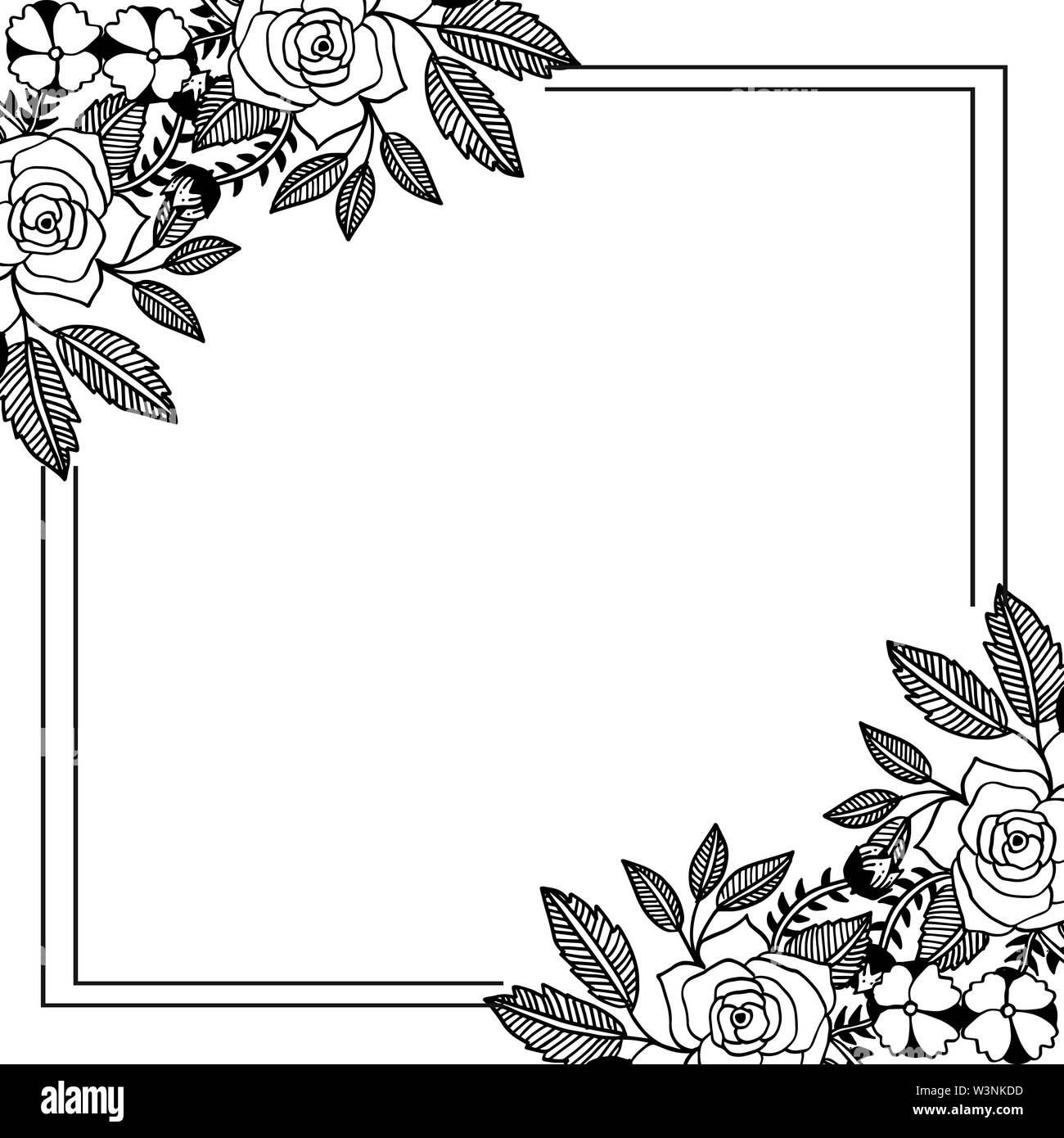 Drawing silhouette flower and leaf, ornament various cards. Vector ...