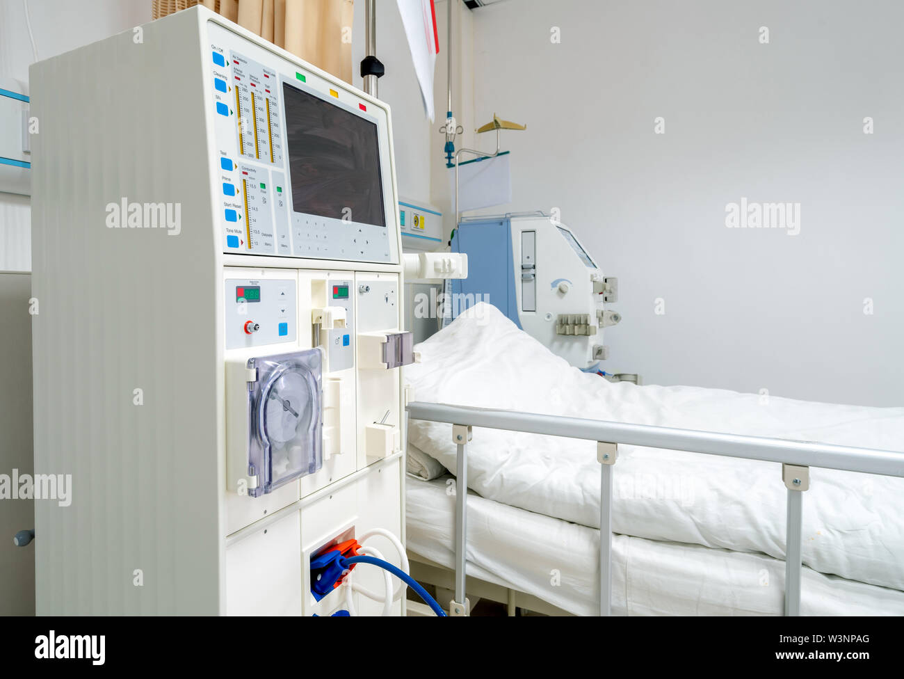 Hemodialysis machines with tubing and installations. Health care, blood