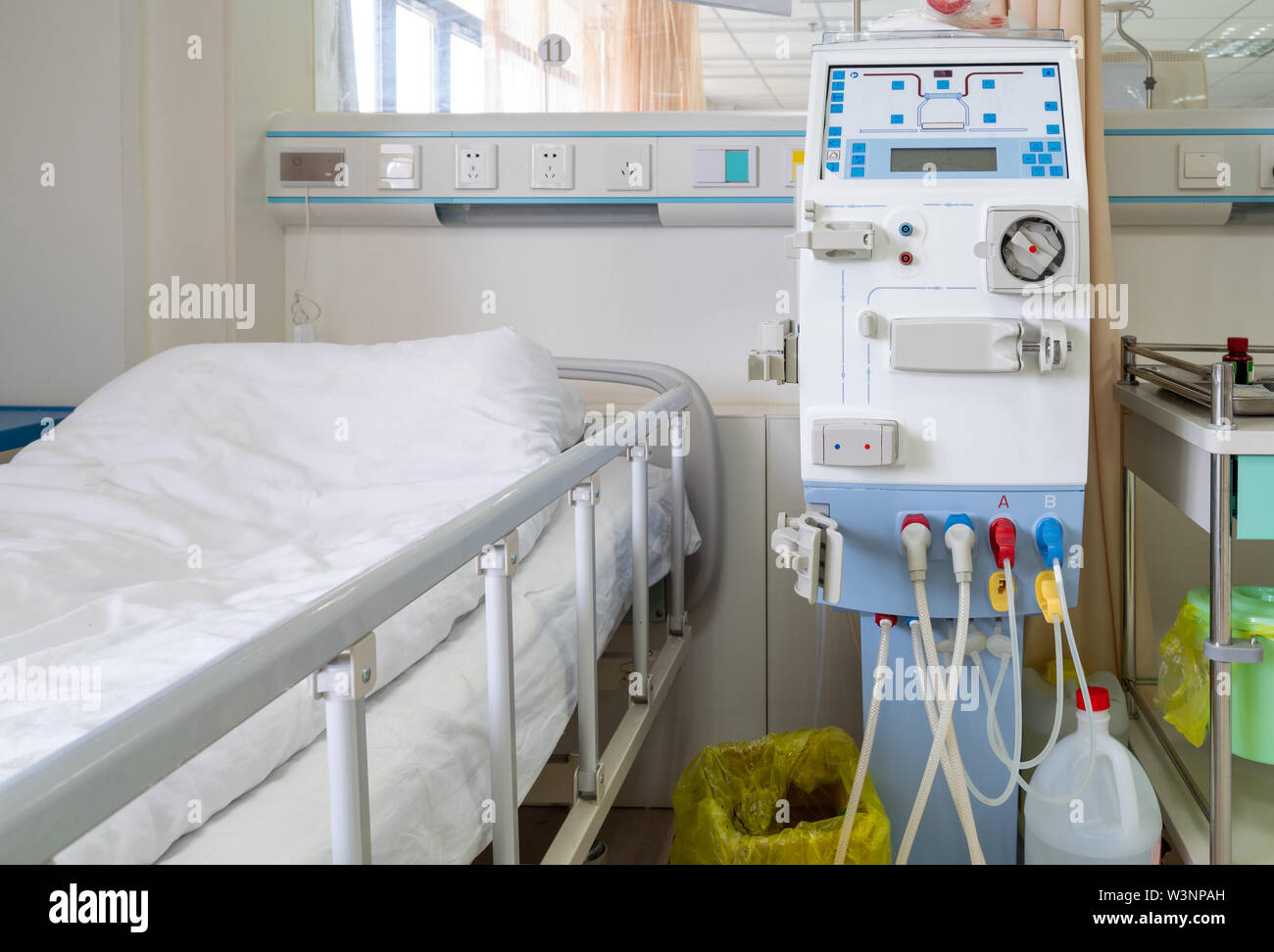Hemodialysis machines with tubing and installations. Health care, blood