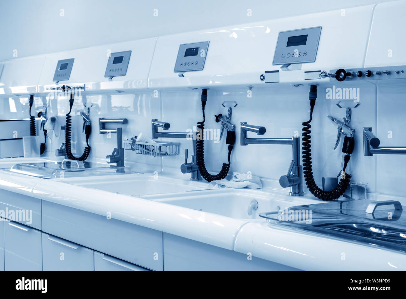 Endoscope cleaning workstation, modern medical equipment Stock Photo