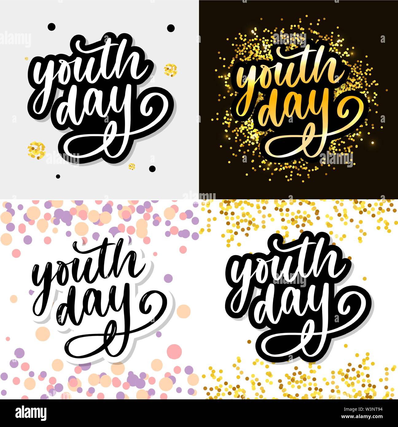 Youth Day Lettering Lettering of International youth day yellow background Stock Vector ...