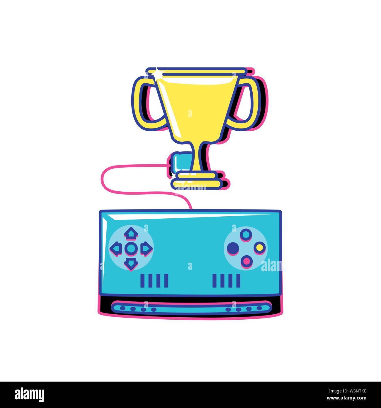 video game control retro with trophy cup vector illustration design ...